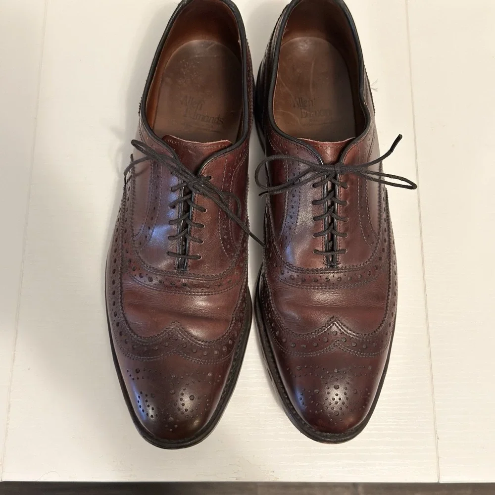 Allen Edmonds McAllister Wingtip Oxford Shoes Burgundy/Merlot Men's 10 D